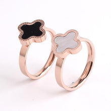 Load image into Gallery viewer, Black Shell Rose Plated Ring - SexyBling