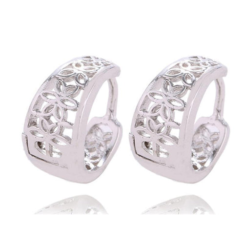 Hollow Silver Hoop Earrings - SexyBling