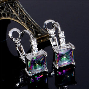 Multicolor Cubic Zirconia Hoop Earrings - SexyBling