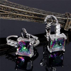 Multicolor Cubic Zirconia Hoop Earrings - SexyBling