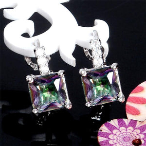 Multicolor Cubic Zirconia Hoop Earrings - SexyBling