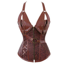 Load image into Gallery viewer, Faux Leather Lace up Chain Corset - SexyBling
