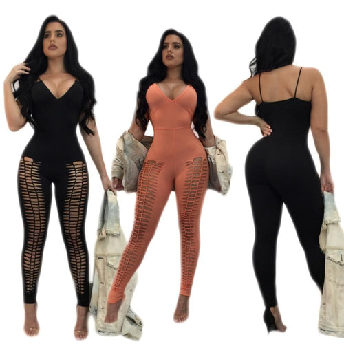Hot High Waisted Deep V Jumpsuit - SexyBling