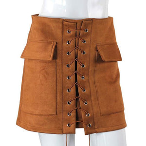 Stunning Body Con Lace Up Pencil Skirt - SexyBling