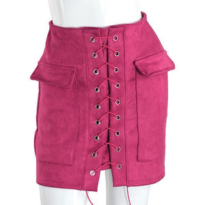 Stunning Body Con Lace Up Pencil Skirt - SexyBling