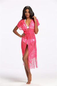 Cute Crochet Tunic Fringe Cover-up - SexyBling