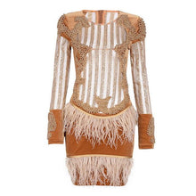 Load image into Gallery viewer, Sexy Sequin Feather Mesh Dress - SexyBling