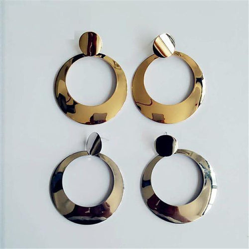 Golden White Big Long Drop Earrings - SexyBling