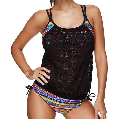 Sexy Crochet Mesh Plus Size Tankini - SexyBling