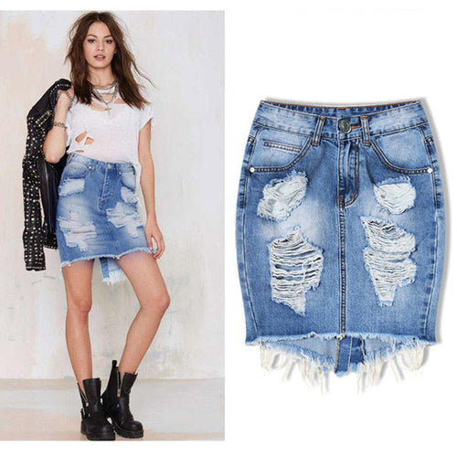 Dominant Midi High Waist Denim Skirt - SexyBling