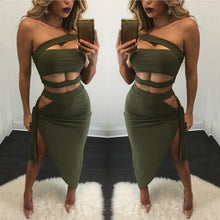 Load image into Gallery viewer, Hot Halter Split Bandage Dress - SexyBling