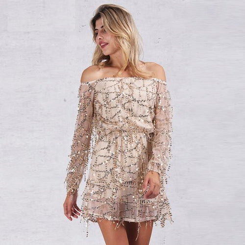 Vintage Off Shoulder Tassel Summer Dress - SexyBling