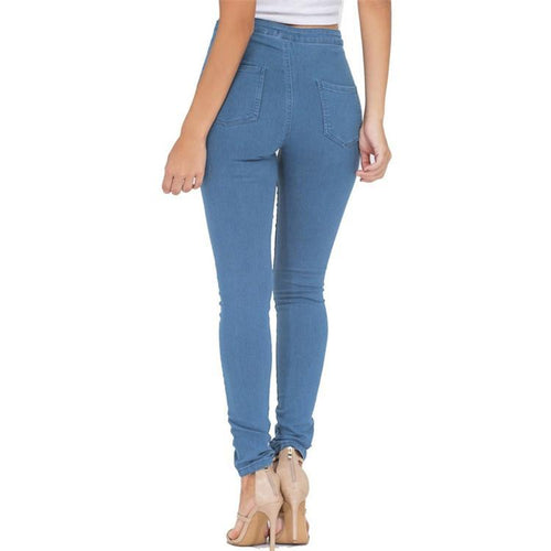 Casual High Waisted Skinny Jeans - SexyBling