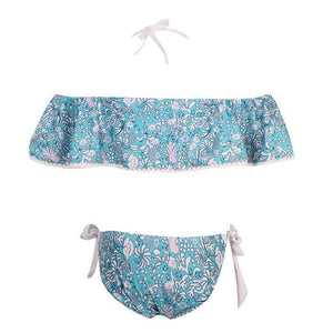 Halter Ruffle Bikini With Side Tie Cheeky Bottoms - SexyBling