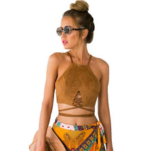 Load image into Gallery viewer, Feisty Faux Suede Bohemian Cropped Top - SexyBling