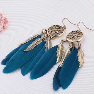 Hollow Wheel Feather Earrings - SexyBling