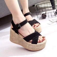 Load image into Gallery viewer, Summer Straw Braid High-Heeled Women's Wedges sandals - SexyBling