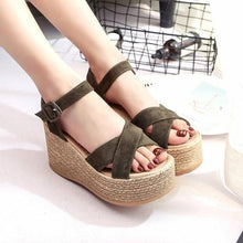 Load image into Gallery viewer, Summer Straw Braid High-Heeled Women's Wedges sandals - SexyBling