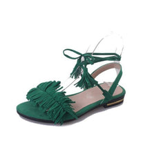 Load image into Gallery viewer, Goddess Gladiator Fur Ankle Sandals - SexyBling