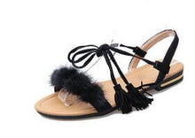 Load image into Gallery viewer, Goddess Gladiator Fur Ankle Sandals - SexyBling