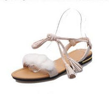 Load image into Gallery viewer, Goddess Gladiator Fur Ankle Sandals - SexyBling