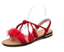 Load image into Gallery viewer, Goddess Gladiator Fur Ankle Sandals - SexyBling