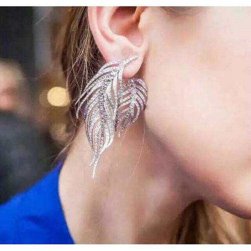 White-Gold Color Zircon Earrings - SexyBling