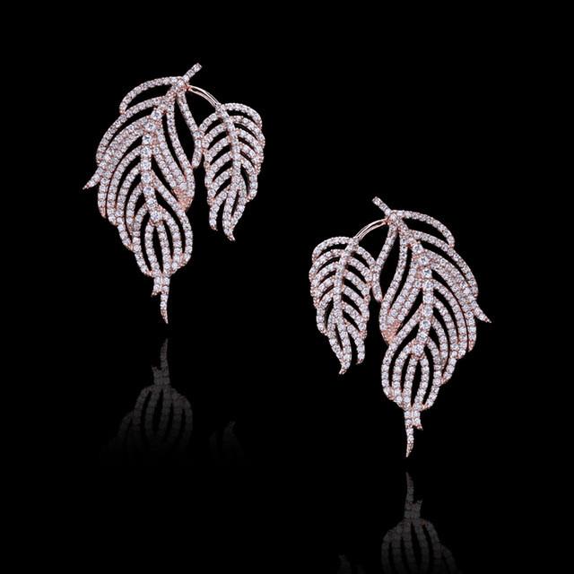 White-Gold Color Zircon Earrings - SexyBling