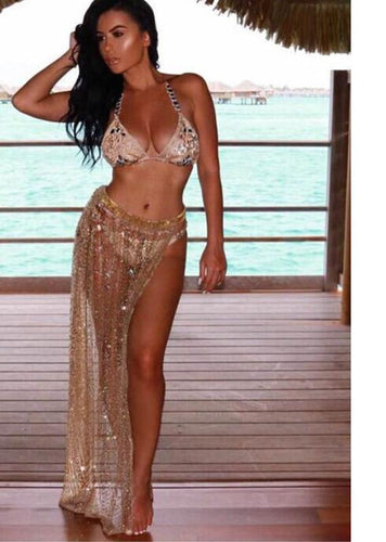 Beautiful Sequin Glitter Gold Skirt - SexyBling