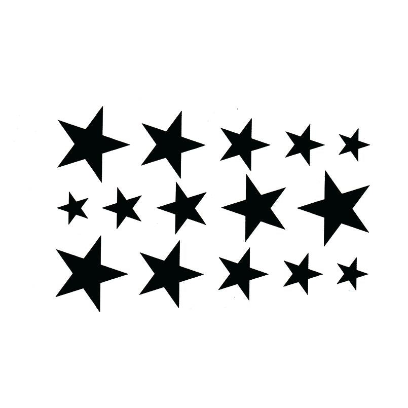 Solid Black  Five-pointed Star Waterproof Temporary Tattoo - SexyBling