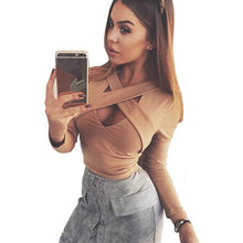 Load image into Gallery viewer, Elegant Long Sleeve Criss Cross Crop Top - SexyBling