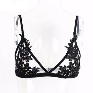 Intimate Transparent Mesh Fringe Bra - SexyBling