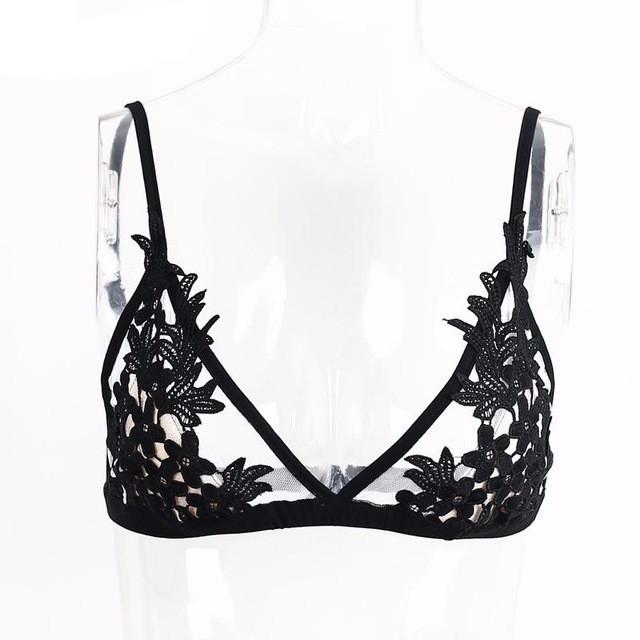 Intimate Transparent Mesh Fringe Bra - SexyBling