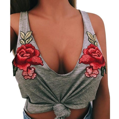 Tropical Party Embroided Tank top - SexyBling