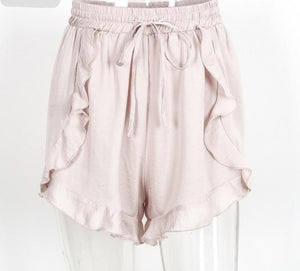 Cute Ruffle Drawstring Loose Shorts - SexyBling