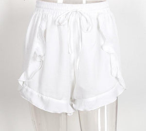 Cute Ruffle Drawstring Loose Shorts - SexyBling