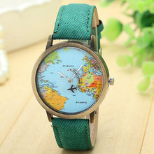 Load image into Gallery viewer, New Ladies Denim Global Travel Map Watch - SexyBling