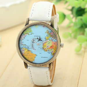 New Ladies Denim Global Travel Map Watch - SexyBling