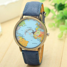 Load image into Gallery viewer, New Ladies Denim Global Travel Map Watch - SexyBling