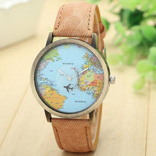 Load image into Gallery viewer, New Ladies Denim Global Travel Map Watch - SexyBling