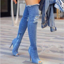 Load image into Gallery viewer, Dominant Denim Over the Knee Boots - SexyBling
