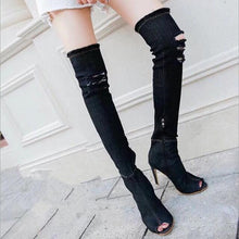 Load image into Gallery viewer, Dominant Denim Over the Knee Boots - SexyBling