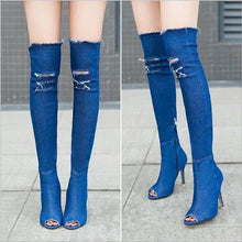 Load image into Gallery viewer, Dominant Denim Over the Knee Boots - SexyBling