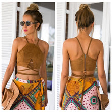 Load image into Gallery viewer, Feisty Faux Suede Bohemian Cropped Top - SexyBling