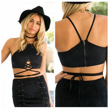Load image into Gallery viewer, Feisty Faux Suede Bohemian Cropped Top - SexyBling