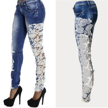 Load image into Gallery viewer, Sexy Side Floral Lace Patchwork Jeans - SexyBling