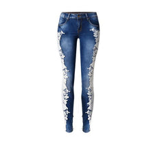 Load image into Gallery viewer, Sexy Side Floral Lace Patchwork Jeans - SexyBling