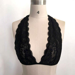 Exotic Mesh Lace Up Hollow Bralette - SexyBling