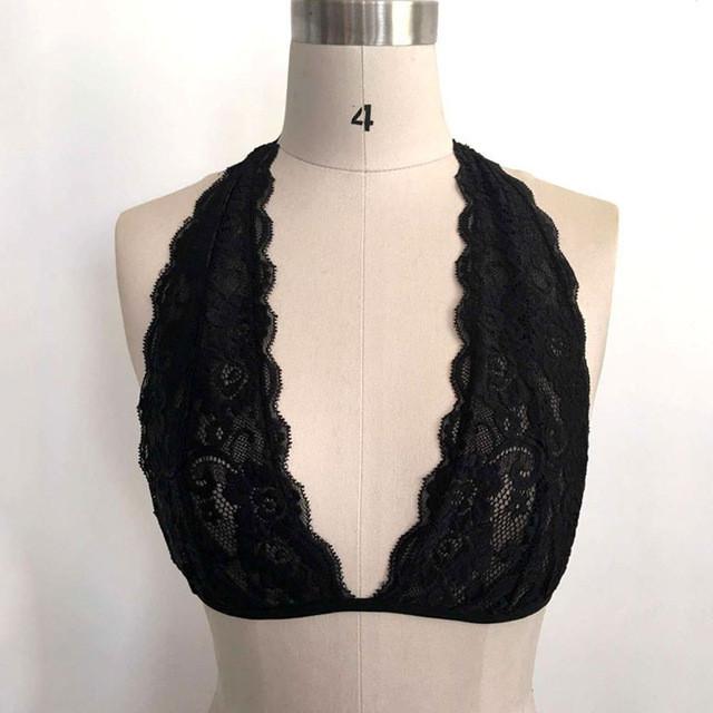 Exotic Mesh Lace Up Hollow Bralette - SexyBling