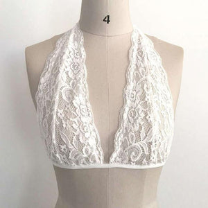 Exotic Mesh Lace Up Hollow Bralette - SexyBling